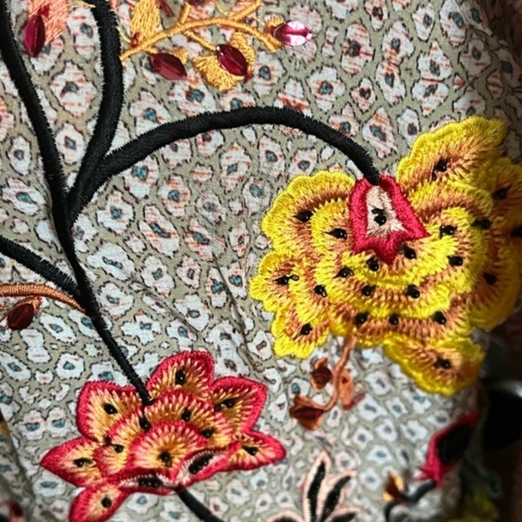Anthropologie Bhanuni by Jyoti Giorgia Floral Embroidery Bead Floral Boho Dress - Picture 4 of 5
